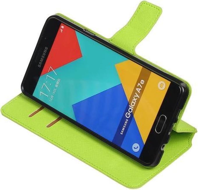 Groen Samsung Galaxy A7 2016 TPU wallet case booktype hoesje HM Book