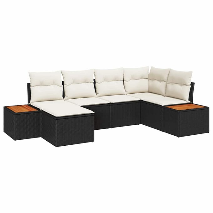vidaXL Tuin Sofa Set 6 st Zwart poly rattan