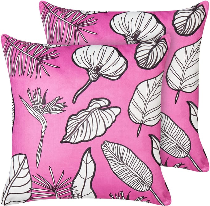 MALVA - Sierkussen set van 2 - Roze - 45 x 45 cm - Katoen