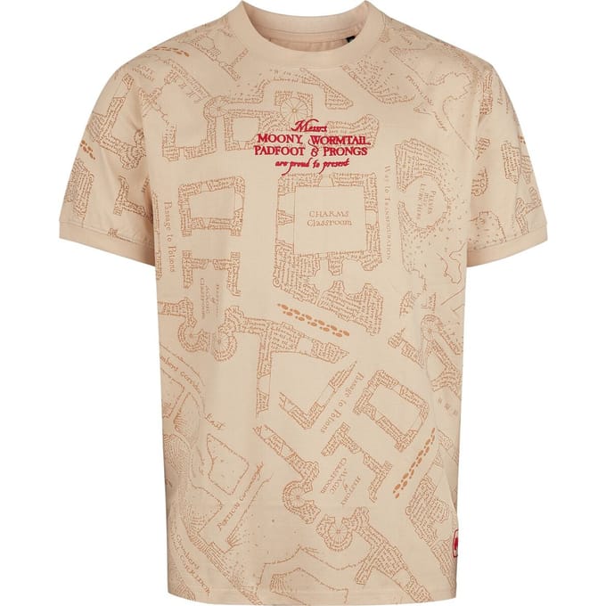 Harry Potter Oversized T-shirt - Marauder's Map - Oversized - S tot L - voor Mannen - zand