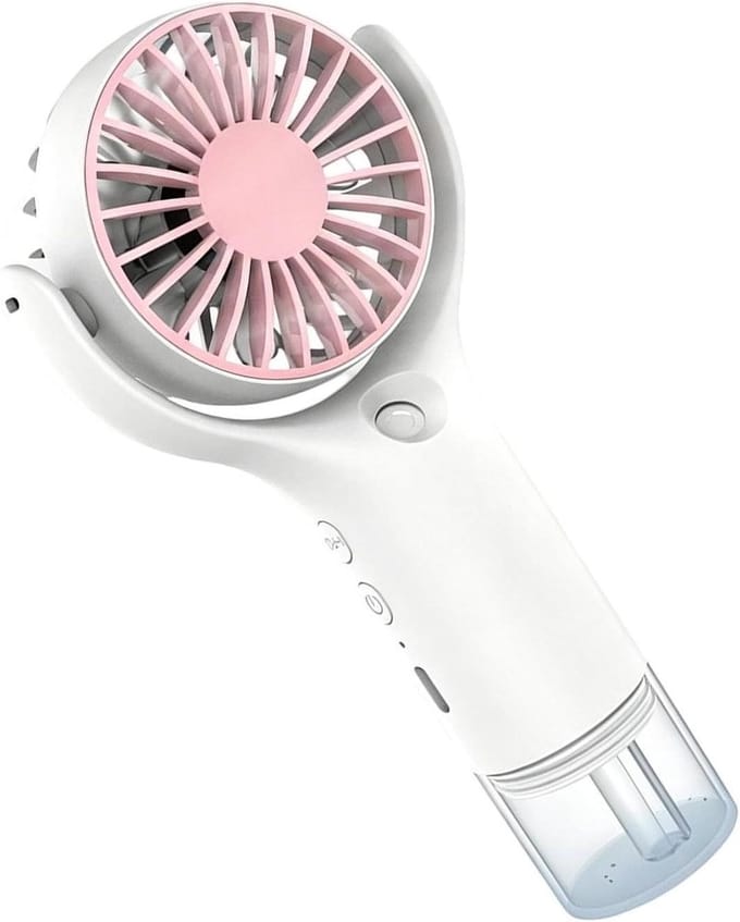 Handbediende ventilator - Nevel ventilator - Buiten koelen - Met hydratatie - 5 x 8.5 x 5 cm - Wit