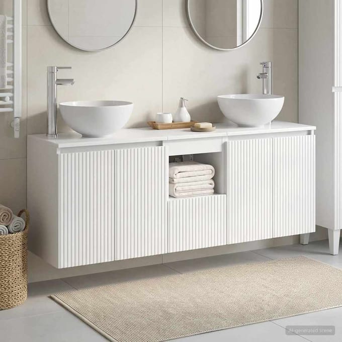 vidaXL - Badkamerkast - set - 3 - st - Hoogglans - Wit - 129 - x - 41 - x - 80 - cm