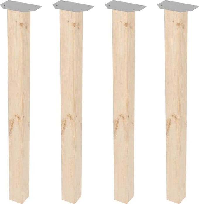 FLE - Tafelpoot vierkant 5 bij 5 cm en hoogte 72 cm van massief hout - 4 stuks