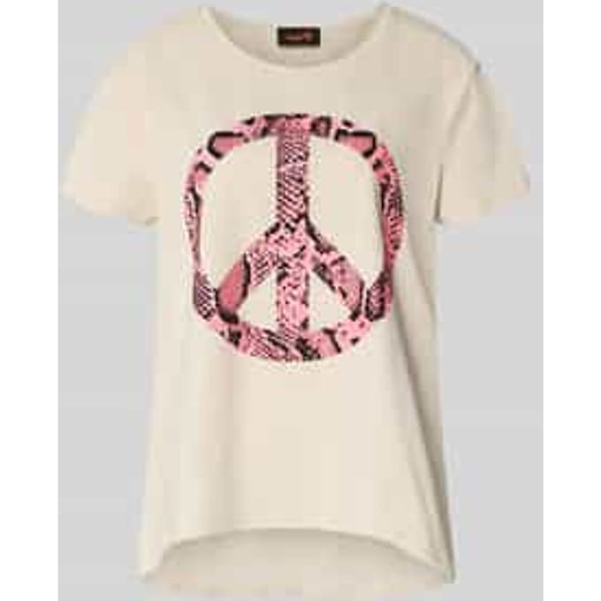 Relaxed fit T-shirt met motiefprint model 'Peace'