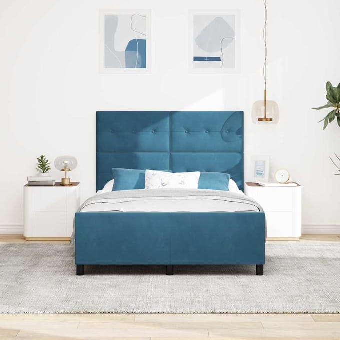 vidaXL - Boxspring - bed - met - hoofdeinde - Donkerblauw - 160 - x - 200 - cm - Fluweel