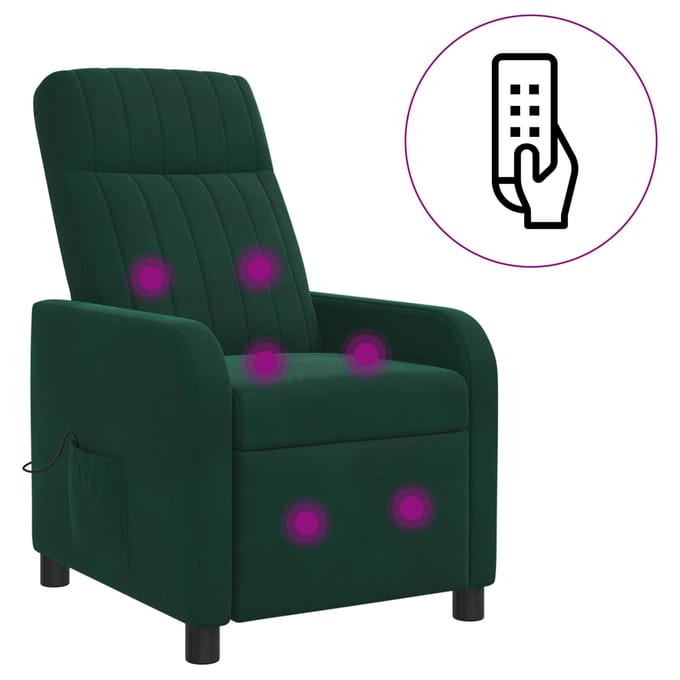vidaXL - Massage - Relaxstoel - Donkergroen - fluweel