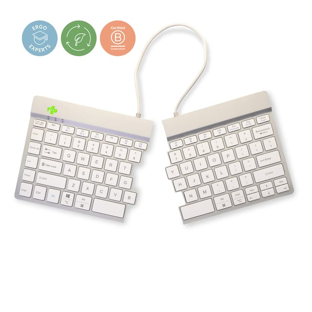 R-Go Split - Ergonomisch toetsenbord - Bluetooth - Break software - US QWERTY Layout - Wit