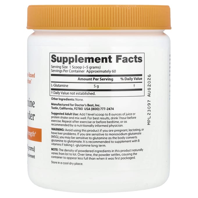 Doctor's Best, Pure L. Poudre de glutamine, 10,6 oz (300 grammes)