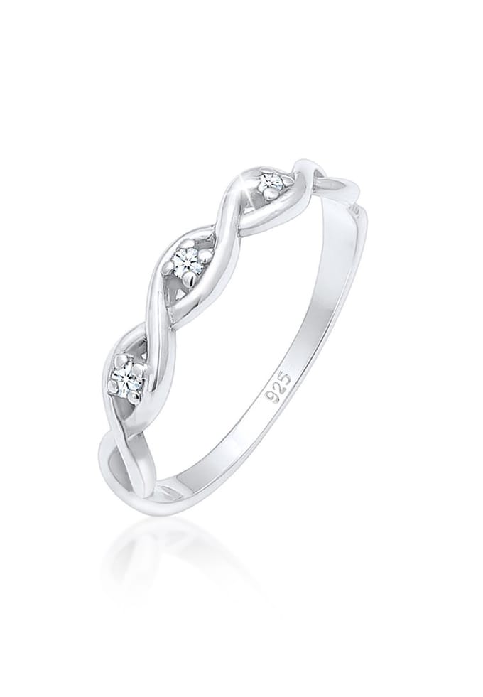 Elli PREMIUM - Ring - damesknoop infinity met diamant (0.045 ct.) in 925 sterling zilver - Dames