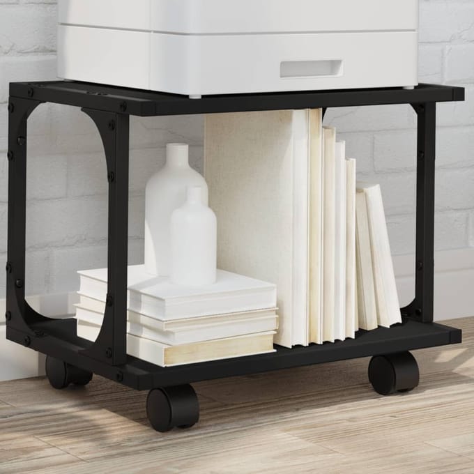 vidaXL - Printerkastje - 2-laags - 41x28x33,5 - cm - bewerkt - hout - zwart