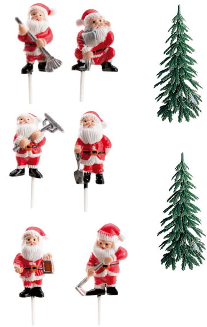 DEKORA - Decoratieset Kerststronk 3 tot 6 cm, Set van 6 Figuren