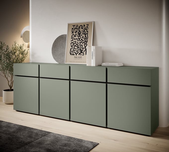 Meubella - Dressoir Cainan - Groen - 225 cm