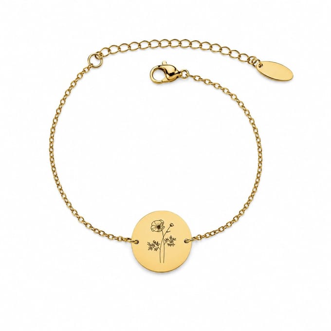 Graveerbare Armband met Geboortebloem Goud