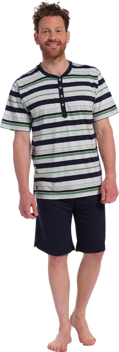 Pastunette heren shortama - Green stripe - L