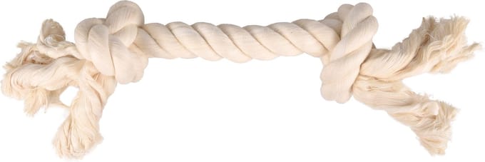 Flamingo - Hondenspeelgoed Cotton Flos Jack met 2 Knopen - Wit - 35 cm