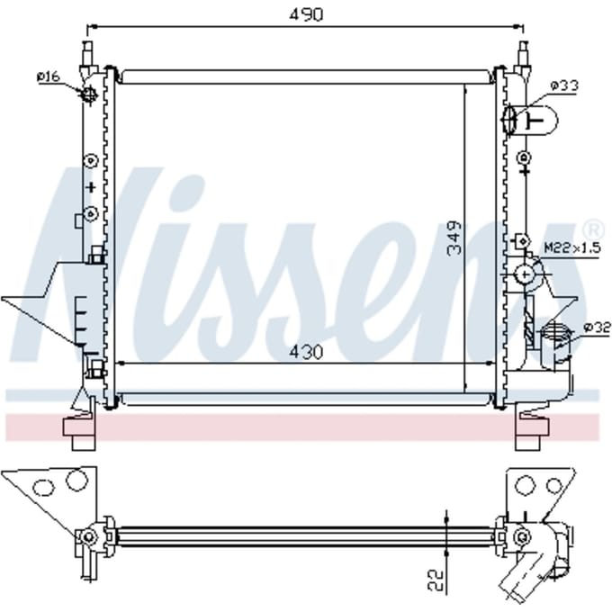 Radiator, motorkoeling NISSENS 63949