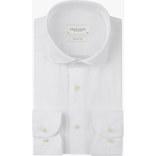 Profuomo Overhemd Cotton/Linen White  43