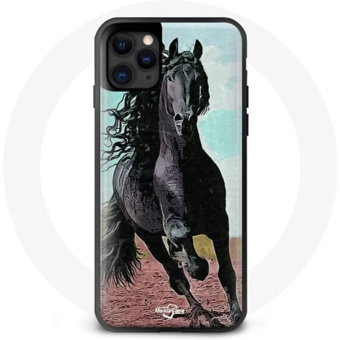 Coque Iphone 13 pro max Frison Cheval Noir