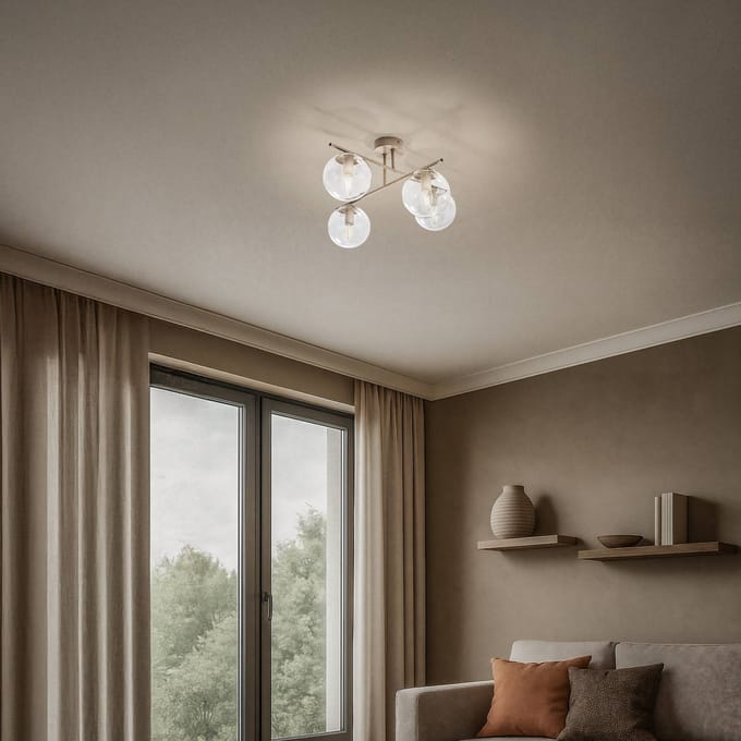 Domiluce Plafondlamp Zoe, beige, lengte 51 cm, glas, 4-lamps, E14