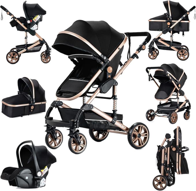 3-in-1 Combi Kinderwagen met Reiswieg en Buggy Functie voor Pasgeborenen