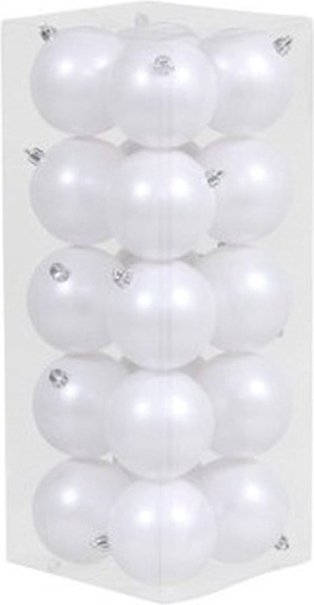 Othmar decorations Kerstballen - 20x st - wit - D8 cm - kunststof - mat - kerstversiering