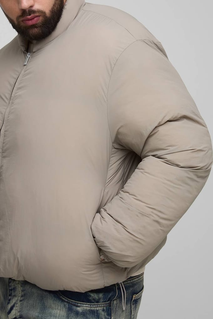 Plus Mono Gewatteerde Oversized Bomberjack | Taupe | Size 2XL