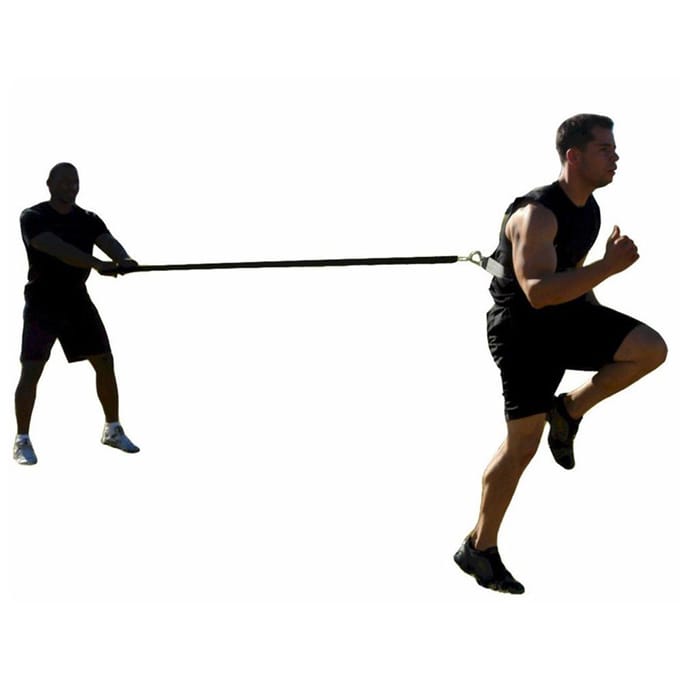 Verstelbare trainingsband Weerstand elastische band Hardloopveiligheid Trainingstouw Slee harnas Band zwart