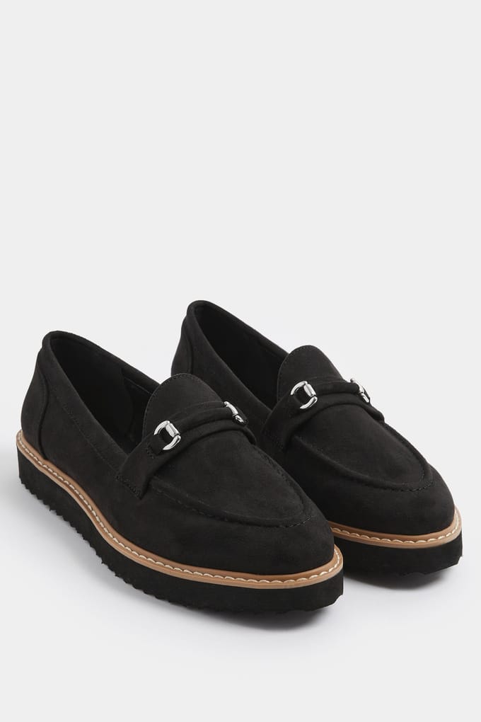 Yours Zwarte Snaffle Loafers Van Imitatiesuède In Brede Epasvormsize 37EEE