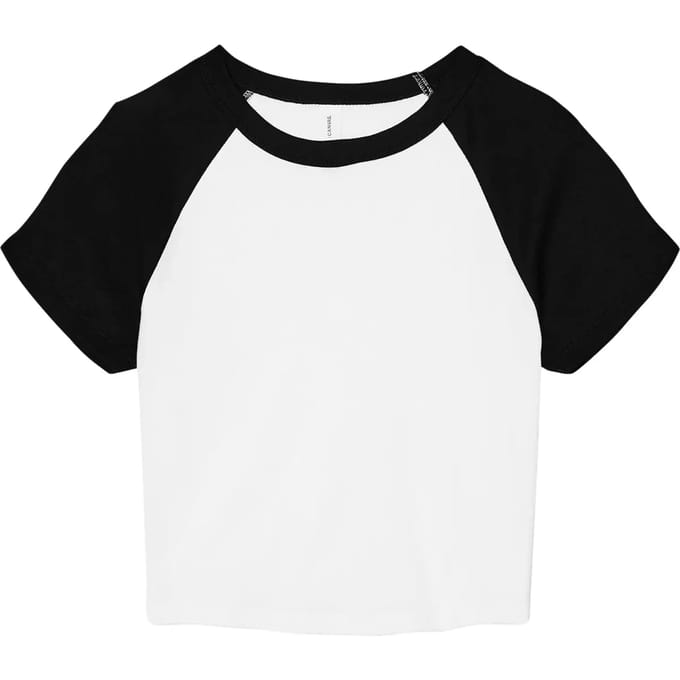 Bella+Canvas Women´s Micro Rib Raglan Baby Tee BL1201 - White/Black - M