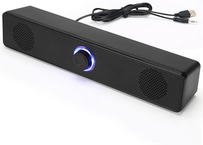 Computerluidsprekers - Desktop soundbar - Muziek luisteren - Hifi stereogeluid - 315 cm lengte - Zwart