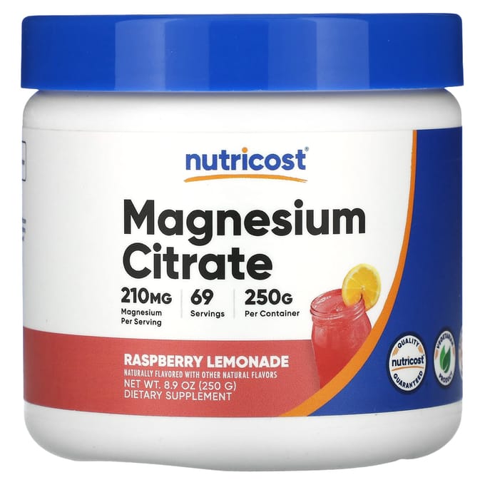 Nutricost, Citrate de magnésium, Limonade à la framboise, 250 g (8,9 onces)