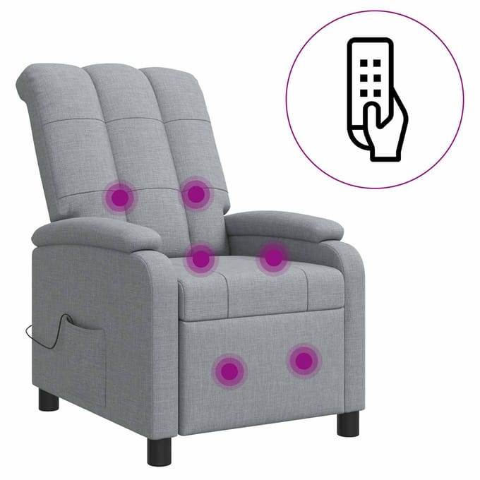 vidaXL - Massage - Relaxstoel - Lichtgrijs - Stof