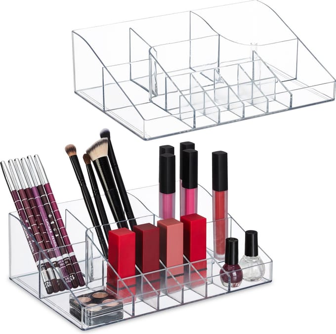 make up organizer - set van 2 - 14 vakken - nagellak - lippenstift houder - cosmetica