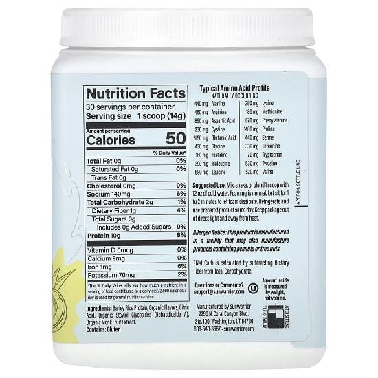 Sunwarrior, Clear Protein Refresh, Ananas Kokosnoot, 14,8 oz (420 gram)