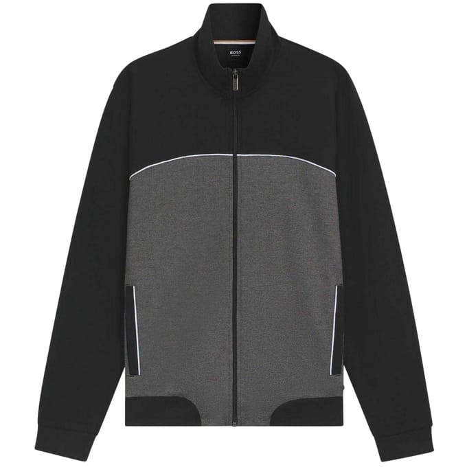 Boss Heren Track Jacket met contrasterende biezen (Zwart)