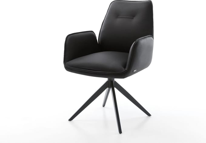 Gestoffeerde-stoel Zoa-Flex kruisframe breed zwart echt leer zwart pocketveer kern