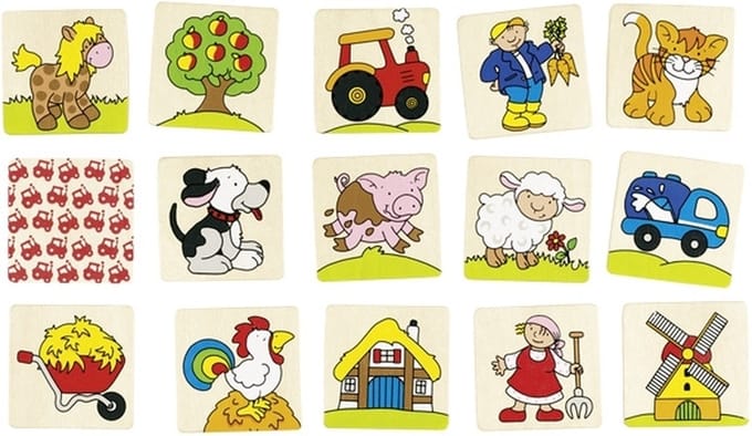 GOKI Memory - Boerderij - 32 Delen - Hout - 3 Jaar