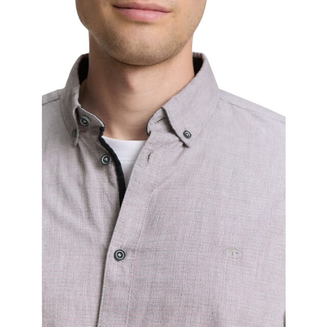 Tom Tailor - Lange mouw overhemd - Heren - M - Wit - Katoen - 1047326
