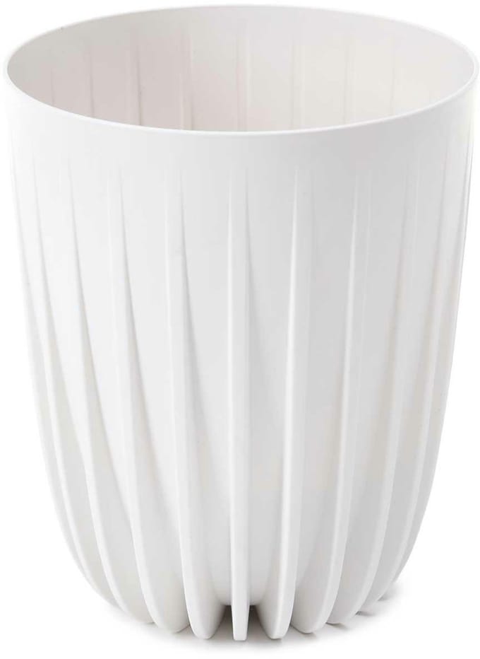 HowHomely Stripped Eco Serie - Witte Recyclaged Pot - UV-bestendig - Inclusief Inzetstuk