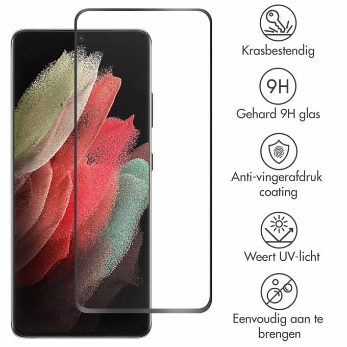 Accezz Screen Protector - Geschikt voor Samsung Galaxy S21 Ultra - Gehard Glass Full Cover