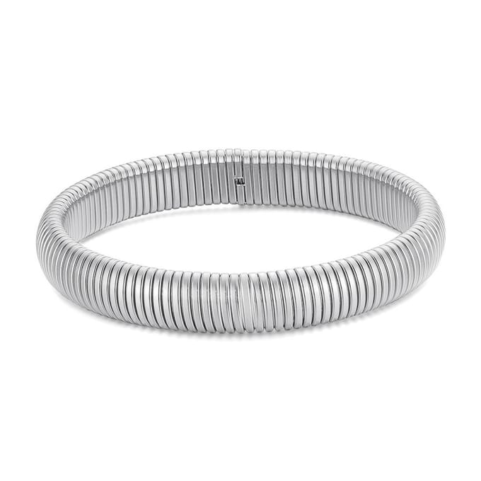 Twice As Nice Armband in edelstaal, bangle gestreept, zilver 19cm