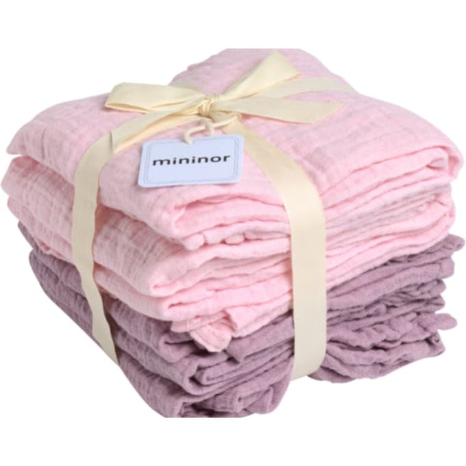 Mininor Mousseline Doek Roze/Heidebloem 70 X 70 Cm 6 st