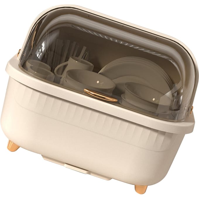 Afwasdroogbox Multifunctionele Ruimtebesparende Afdruiprek met Deksel voor Keukenaccessoires Apricot Medium black