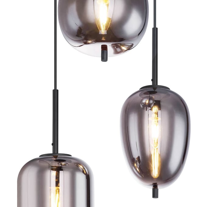 Globo - hanglamp - Blacky - zwart - glas smoke glas - Ø 46cm - E14 - 15345-3