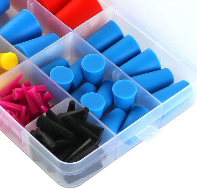 Dailygoods- Siliconen Stoppen 110 Stuks - Afdichtpluggen - Afdekpluggen - Conische Set - Massief Rubber - Multicolor