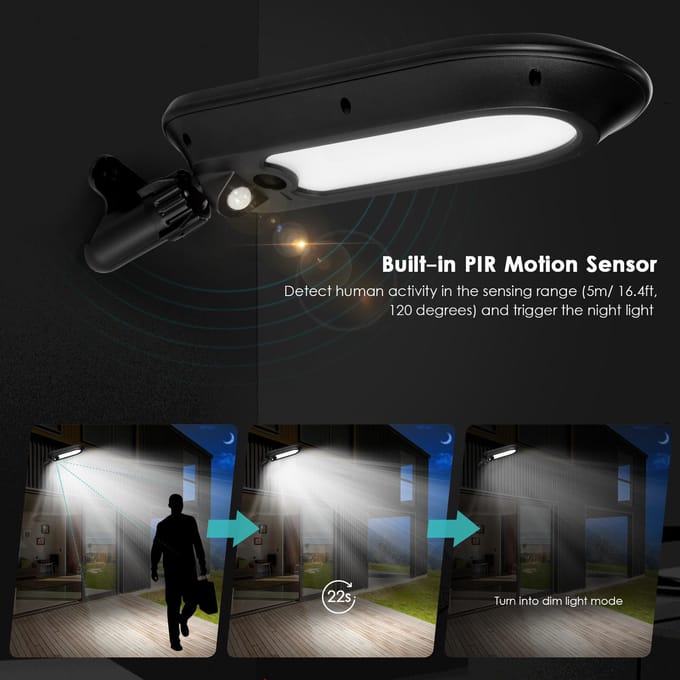 2 PIÈCES Lampes Murales Solaires Capteur de Mouvement 32 LED Extérieur Étanche Lampes Murales LED Solaires avec Gradation/ noir