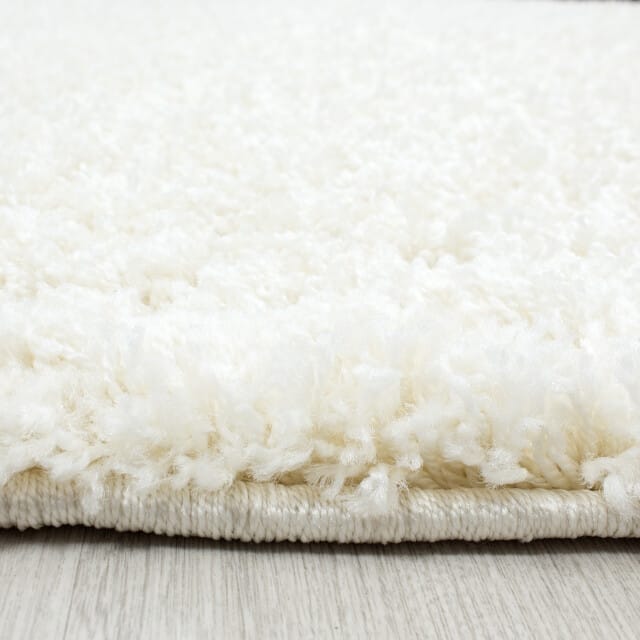 Muratap Basic rond shaggy vloerkleed creme hoogpolig- 120 cm rond
