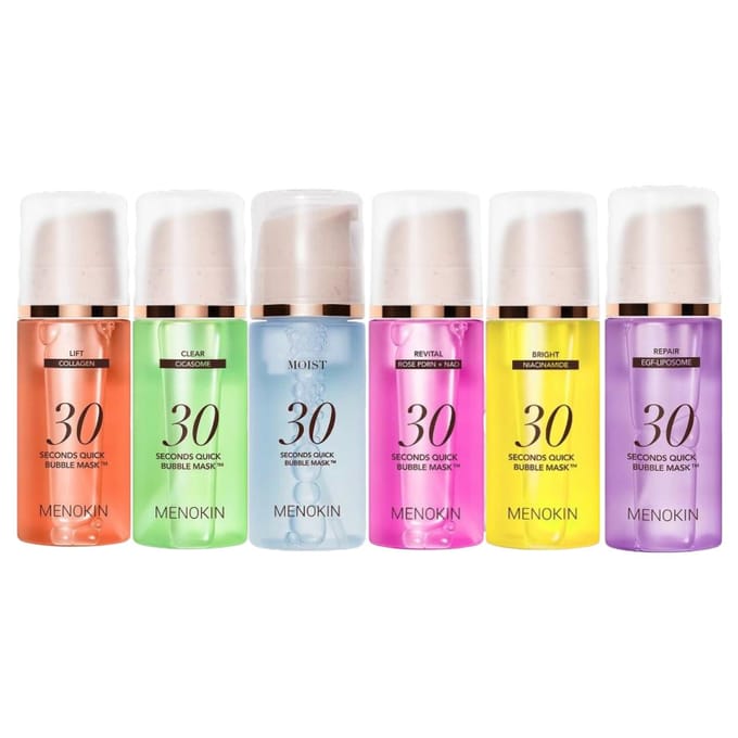 Menokin Mini Masque Bulle Coffret Découverte Hydratation Rapide Soin des Pores 30ml x 6 pink
