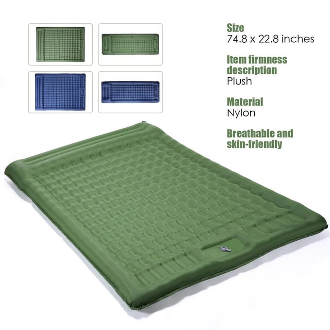Opblaasbaar dubbel slaapmatje Extra dik 5 inch slaapmatje Mat Luchtmatras met ingebouwde pomp blauw