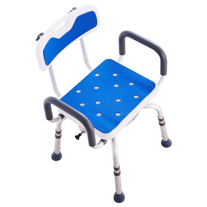 Chaise de douche pivotante à 360° avec accoudoirs et dossier - Capacité 400 lbs
